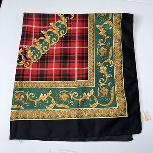 Berkshire Women’s Plaid Scarf Hair Wrap Red Black Green 31x30